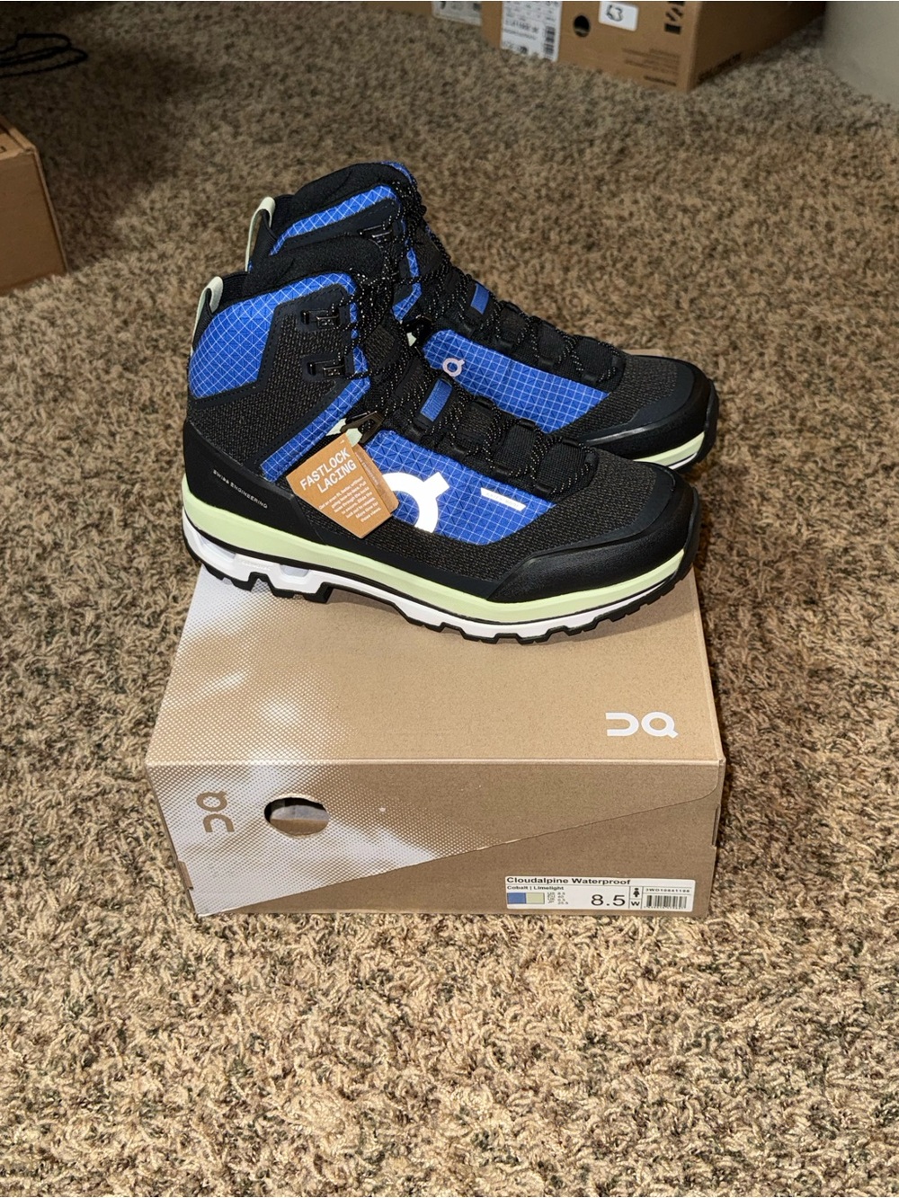 On Cloud Running Cloudalpine Waterproof Hiking Boots Women's Size 8.5 Cobalt New